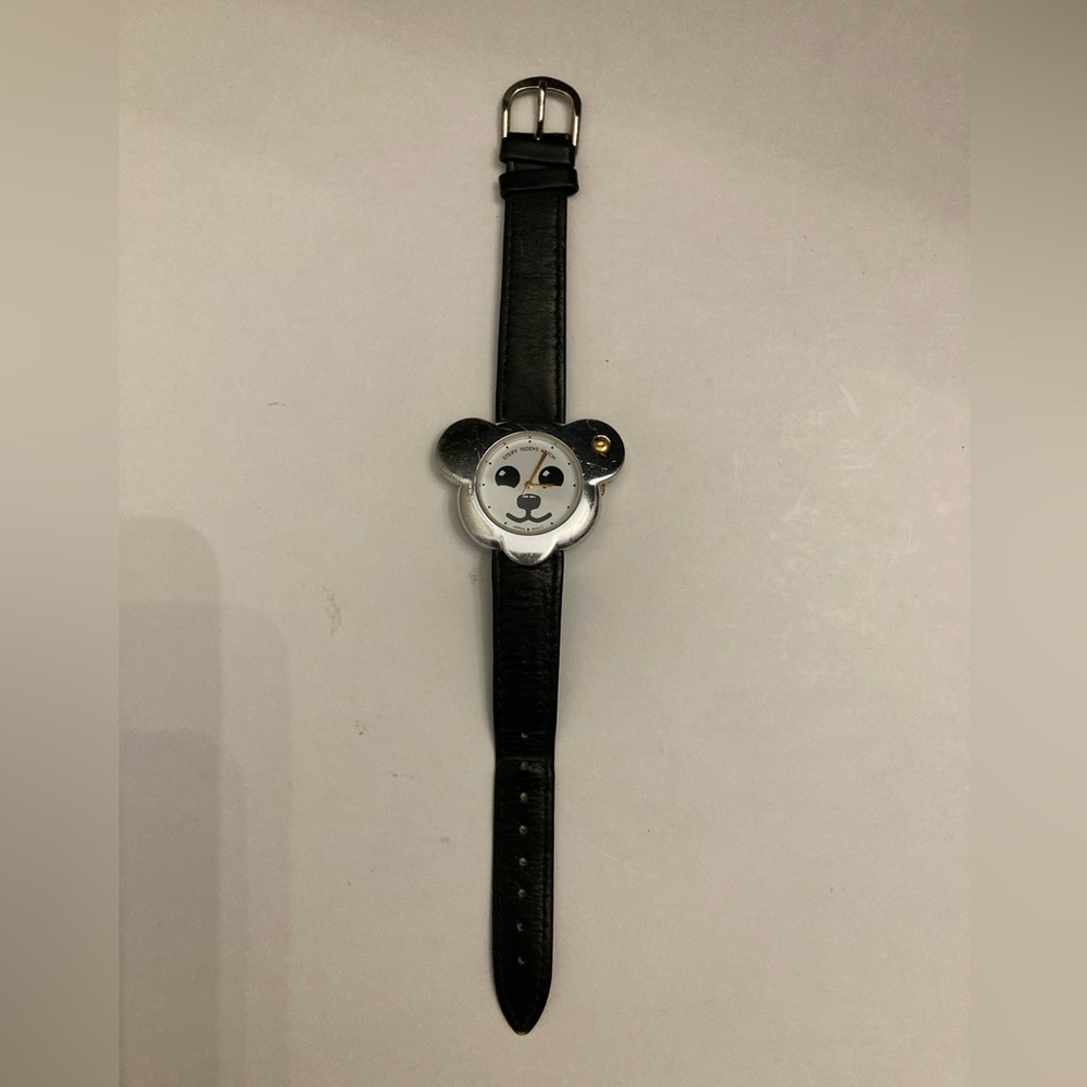 Used STEIFF Teddy’s Watch in Silver Metal with Black Leather Strap